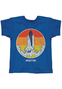 Houston Youth Blue Retro Space Sunset Short Sleeve T-Shirt