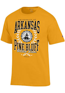 Champion Arkansas Pine Bluff Golden Lions Gold Arch Name Crest Short Sleeve T Shirt