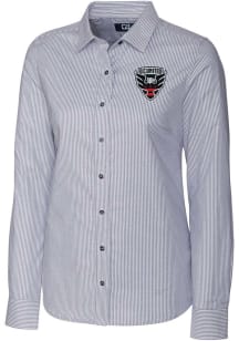 Cutter and Buck DC United Womens Stretch Oxford Stripe Long Sleeve Charcoal Dress Shirt