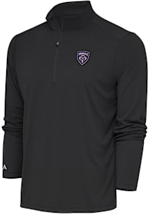 Antigua Louisville City FC Mens Dark Grey Tribute Long Sleeve Qtr Zip Pullover