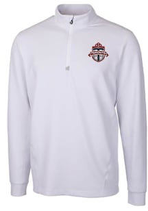 Cutter and Buck Toronto FC Mens White Traverse Long Sleeve Qtr Zip Pullover