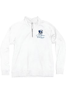 Blue 84 Creighton Bluejays Womens White Sanded Qtr Zip