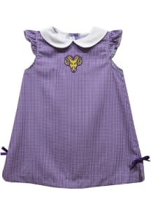 Vive La Fete West Chester Golden Rams Toddler Girls Purple Gingham Short Sleeve Dress