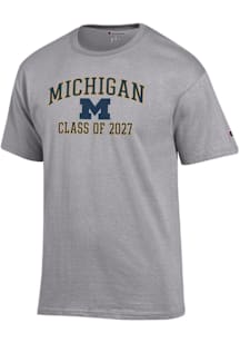 Champion Michigan Wolverines Grey Font Class of 2027 Jersey Short Sleeve T Shirt