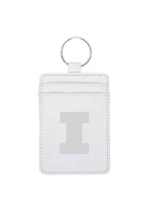 Illinois Fighting Illini Leatherette Vertical ID Keychain - White