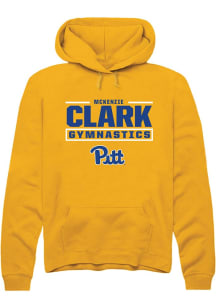 McKenzie Clark Rally Mens Gold Pitt Panthers NIL Stacked Box Player Hood