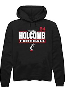 Terrell Holcomb Cincinnati Bearcats Mens Black Football NIL Stacked Box Player Hood