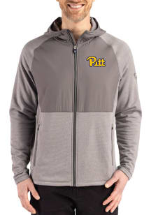 Mens Pitt Panthers Graphite Cutter and Buck Peshastin Long Sleeve Full Zip Jacket