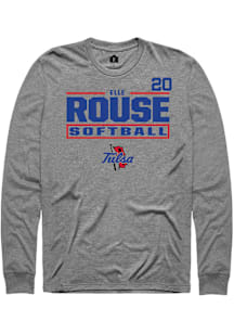 Elle Rouse Tulsa Golden Hurricane Graphite NIL Stacked Box Long Sleeve Player T Shirt