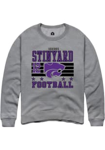 Serious Stinyard Rally Mens Grey K-State Wildcats NIL Striped Player Crew