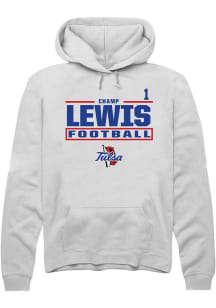 Champ Lewis Rally Mens White Tulsa Golden Hurricane NIL Stacked Box Player Hood