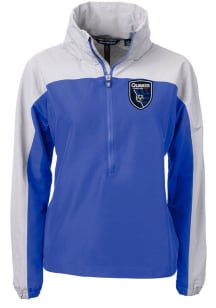Cutter and Buck San Jose Earthquakes Womens Blue Charter Eco Long Sleeve Pullover