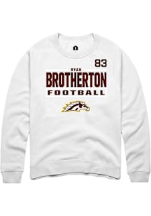 Ryan Brotherton Western Michigan Broncos Mens White Football NIL Stacked Box Player Crew