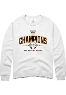 Summit Sportswear Western Michigan Broncos Mens White 2025 MAC Soccer Champions Long Sleeve Crew S..