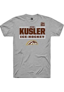 Ryan Kusler Rally Mens Grey Western Michigan Broncos NIL Stacked Box Player T Shirt