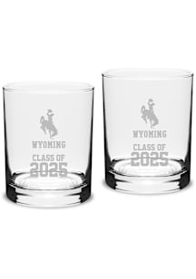 Wyoming Cowboys Class of 2025 Set of 2 Rock Glass - White