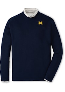 Michigan Wolverines Mens Navy Blue Autumn Crest Honeycomb Long Sleeve Sweater