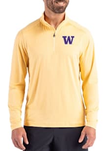 Cutter and Buck Washington Huskies Mens Gold Coastline Long Sleeve Qtr Zip Pullover