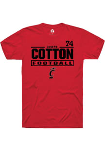 Joseph Cotton Rally Mens Red Cincinnati Bearcats NIL Stacked Box Player T Shirt