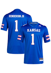 Emmanuel Henderson Jr  Adidas Kansas Jayhawks Blue Football NIL Name And Number Football Jersey