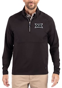 Cutter and Buck Big 12 Mens Black Adapt Eco Hybrid Long Sleeve Qtr Zip Pullover