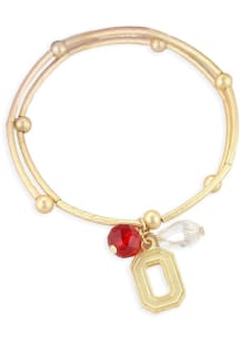 Matte Gold Ohio State Buckeyes Womens Bracelet - Red