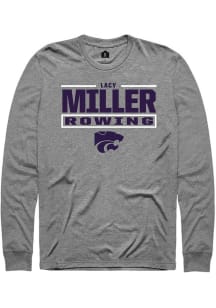 Lacy Miller Mens Graphite K-State Wildcats NIL Stacked Box Long Sleeve Player T Shirt