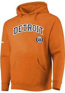 Detroit Tigers Mens Orange Primary Logo Long Sleeve Hoodie