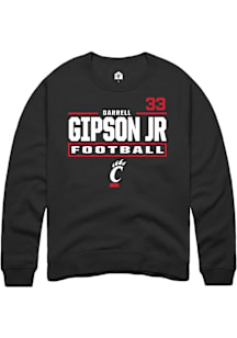 Darrell Gipson Jr Cincinnati Bearcats Mens Black Football NIL Stacked Box Player Crew
