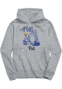 Youth Pitt Panthers Grey Vive La Fete Excavator Long Sleeve Hooded Sweatshirt
