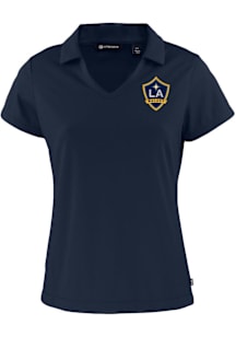 Cutter and Buck LA Galaxy Womens Navy Blue Daybreak V Neck Short Sleeve Polo Shirt