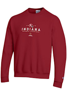 Champion Indiana Hoosiers Mens Crimson 2025 Football National Champions Embroidered Long Sleeve Cr..