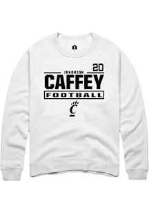 Jakorion Caffey Cincinnati Bearcats Mens White Football NIL Stacked Box Player Crew