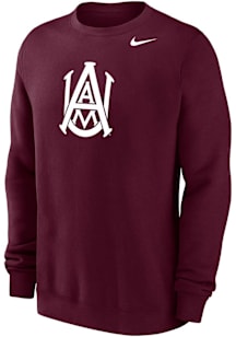 Nike Alabama A&M Bulldogs Mens Maroon Primary Logo Long Sleeve Crew Sweatshirt