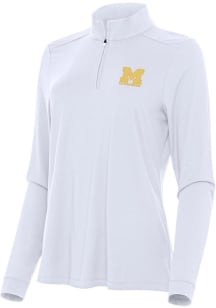 Womens Michigan Wolverines White Antigua Letterwinners M Club Intent Qtr Zip
