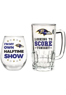Baltimore Ravens Stemless 17oz Wine and 16oz Beer Drink Set