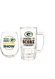 Green Bay Packers Stemless 17oz Wine and 16oz Beer Drink Set