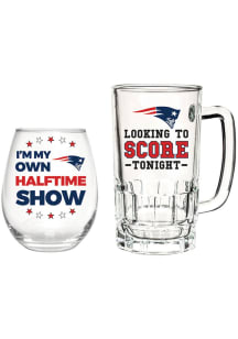 New England Patriots Stemless 17oz Wine and 16oz Beer Drink Set