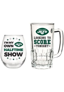 New York Jets Stemless 17oz Wine and 16oz Beer Drink Set