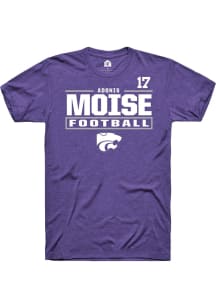Adonis Moise Rally Mens Purple K-State Wildcats NIL Stacked Box Player T Shirt