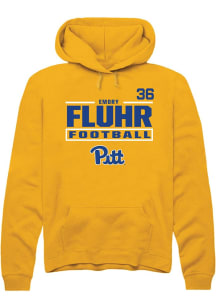 Emory Fluhr Rally Mens Gold Pitt Panthers NIL Stacked Box Player Hood