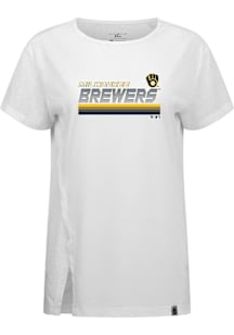Levelwear Milwaukee Brewers Womens White Influx Breaker Short Sleeve T-Shirt