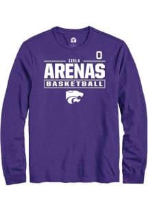 Izela Arenas Mens Purple K-State Wildcats NIL Stacked Box Long Sleeve Player T Shirt