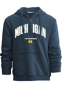 Michigan Wolverines Mens Navy Blue Arched Team Name Long Sleeve Hoodie