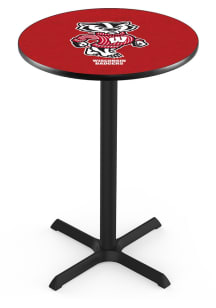 Black Wisconsin Badgers Mascot Cross Base Pub Table