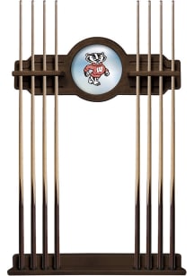 Brown Wisconsin Badgers Mascot Solid Wood Cue Rack Pool Table