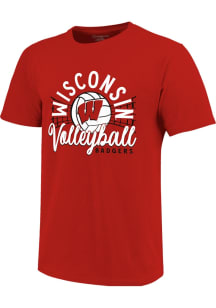 Girls Red Wisconsin Badgers Volleyball Net Short Sleeve T-Shirt
