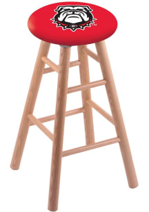 Georgia Bulldogs Mascot Round Cushion Oak Pub Stool - Brown