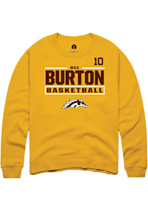 Max Burton Western Michigan Broncos Mens Gold NIL Stacked Box Player Crew
