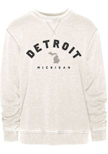 Detroit Mens Oatmeal center chest embroidery Long Sleeve Crew Sweatshirt